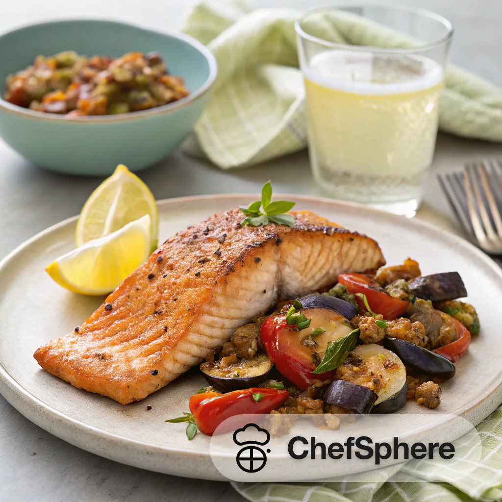 Spiced Salmon with Eggplant Chutney