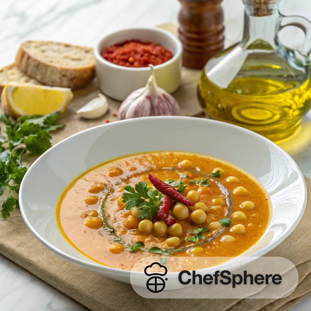 Spicy Chickpea Soup with Garlic Oil