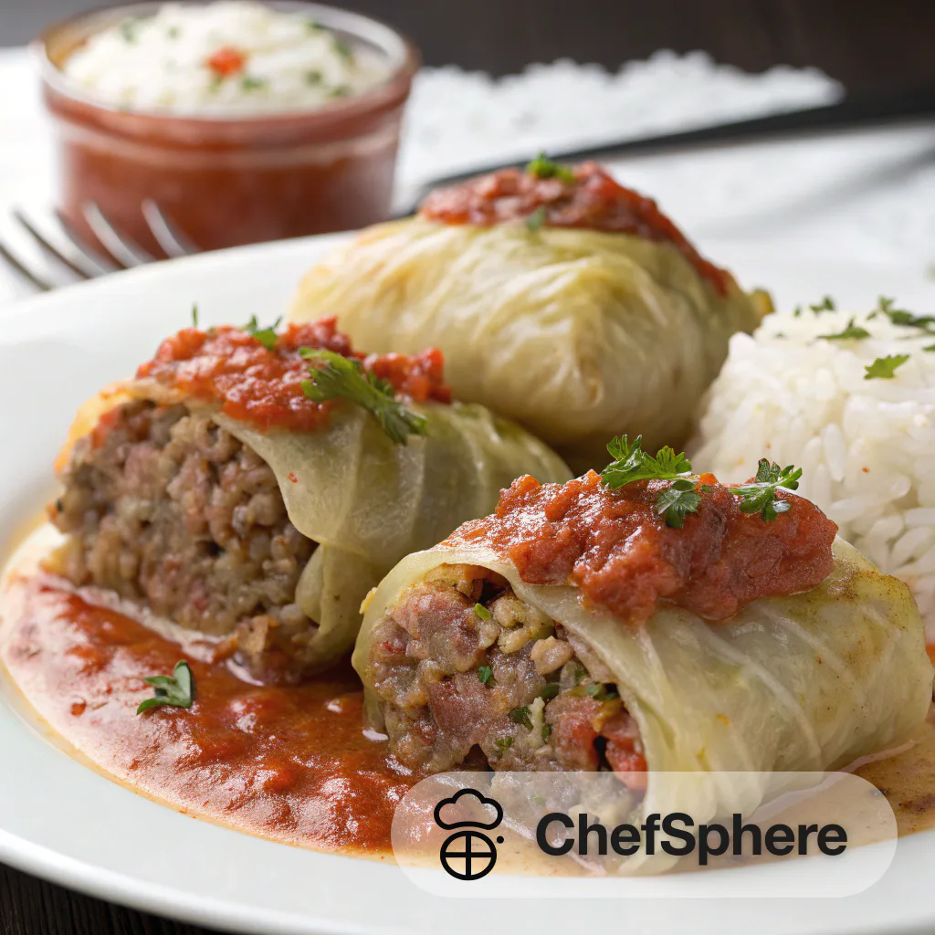 Savory Meat and Rice Stuffed Cabbage